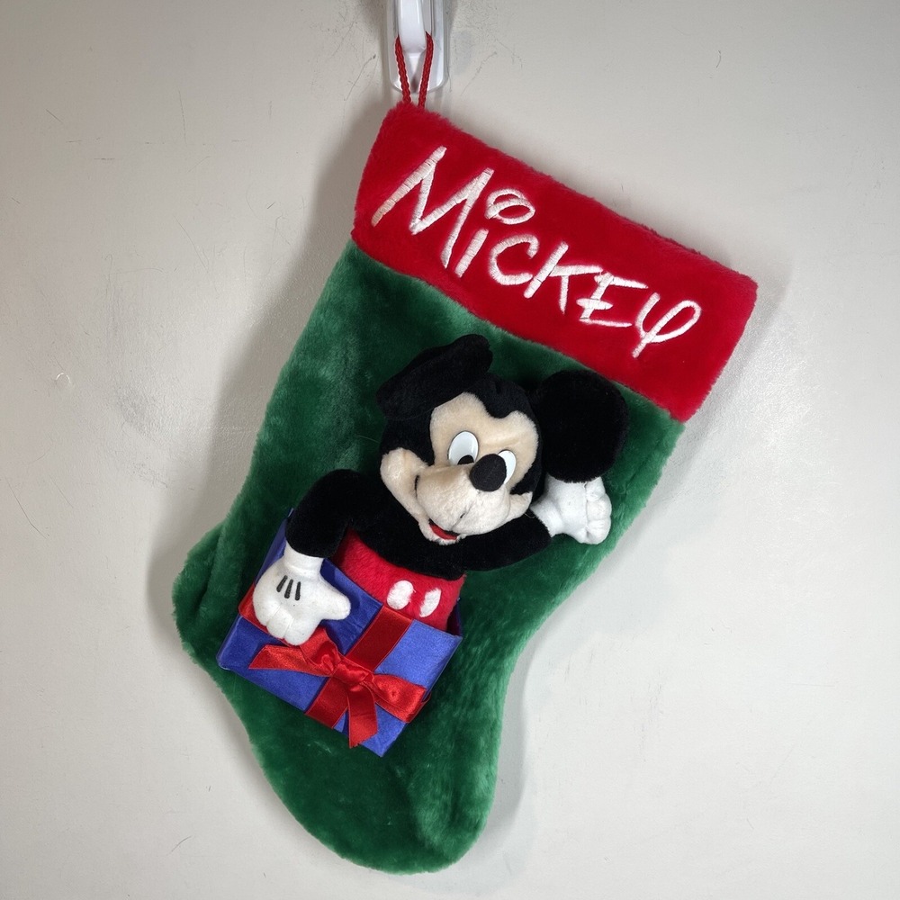 Disney Vintage 90s Mickey Mouse Christmas Holiday Stocking Plush Fleece 3D 18"